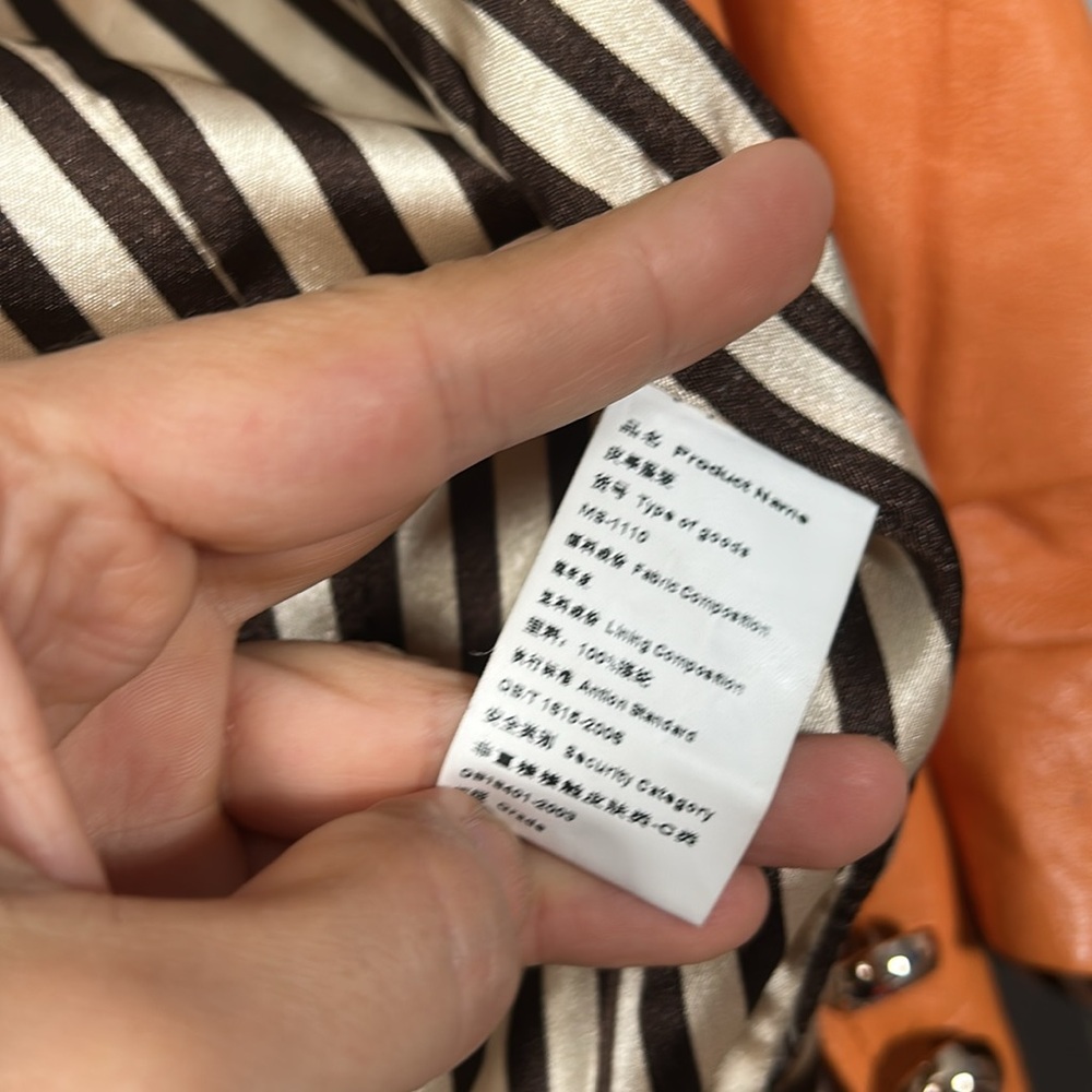 Aodier Orange Leather Women's Jacket size 40 XS to S - Picture 12 of 16